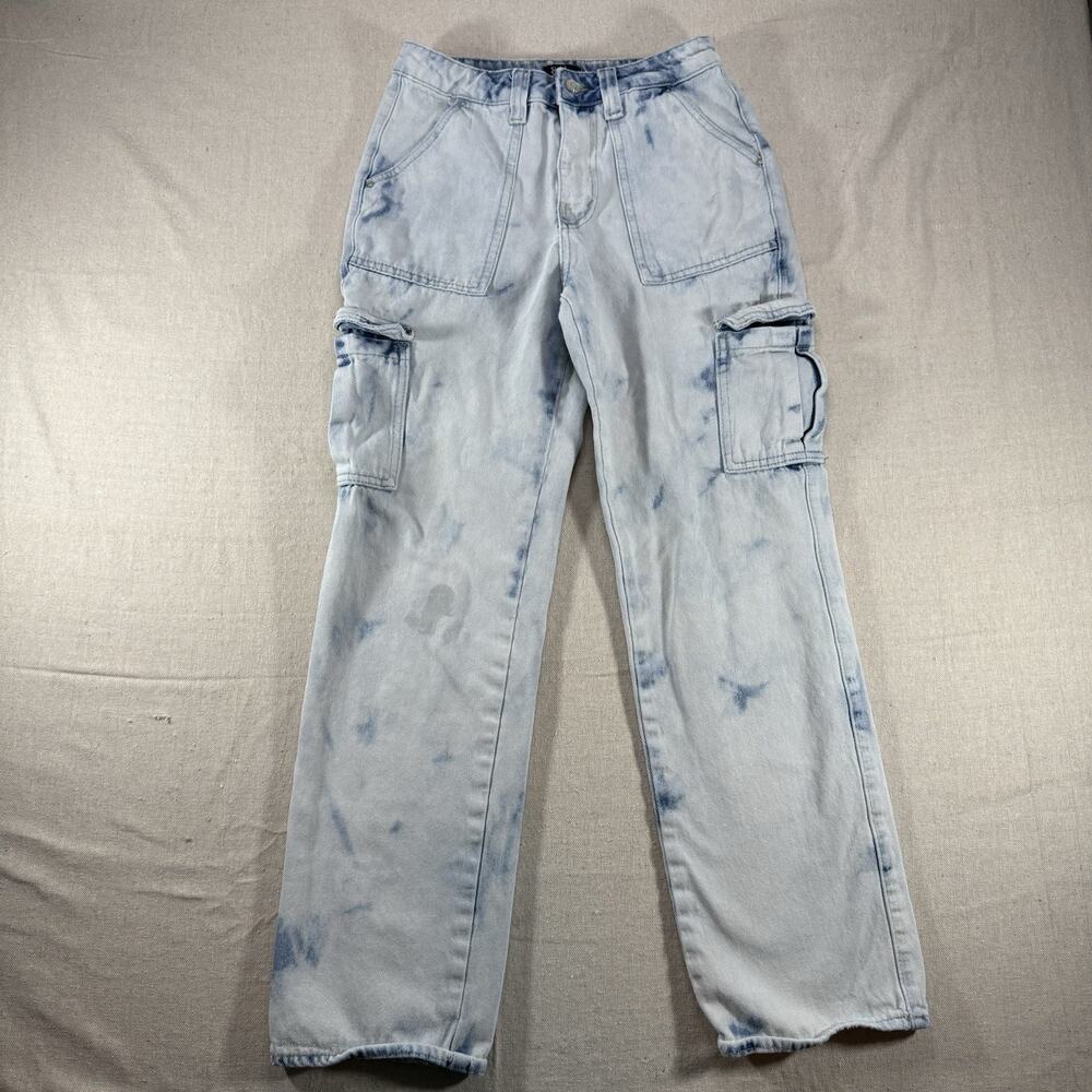 Simple Society Women's Acid Washed Cargo Pocket Jeans Size 5/27 (Fits 27X27)
